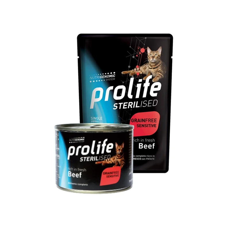 Prolife Sterilised Grain Free Adult Beef Bocconcini Di Manzo E Patate Per Gatti Adulti Sterilizzati