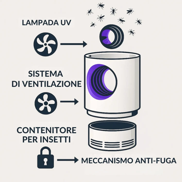 Trappola Elettrica UV per Zanzare e Mosche - Sicura e Efficace