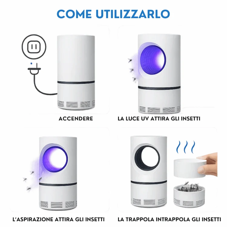 Trappola Elettrica UV per Zanzare e Mosche - Sicura e Efficace