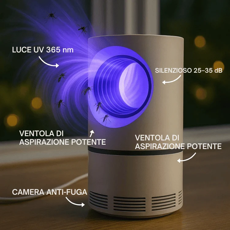 Trappola Elettrica UV per Zanzare e Mosche - Sicura e Efficace