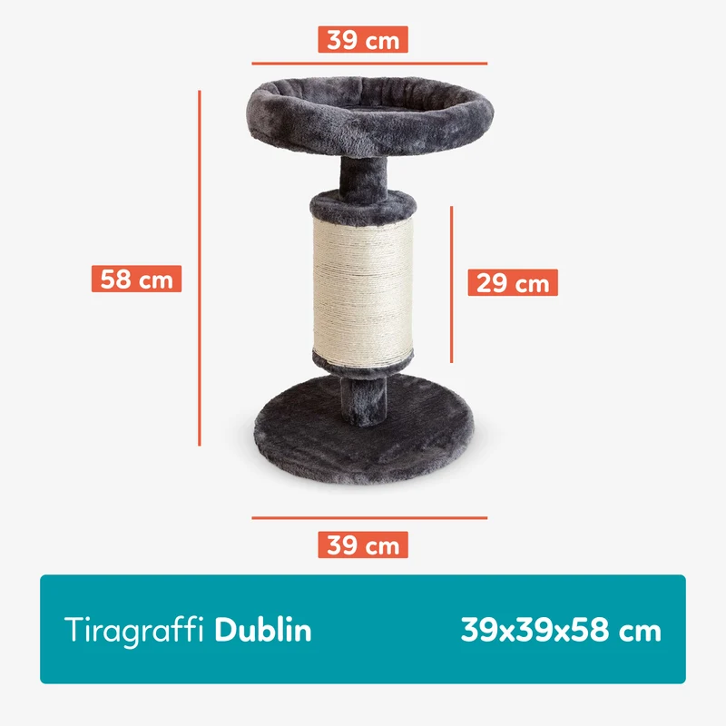 AqpetFriends Dublin Tiragraffi in Peluche 58 cm – Colonna con Sisal e Cuccia per Gatti