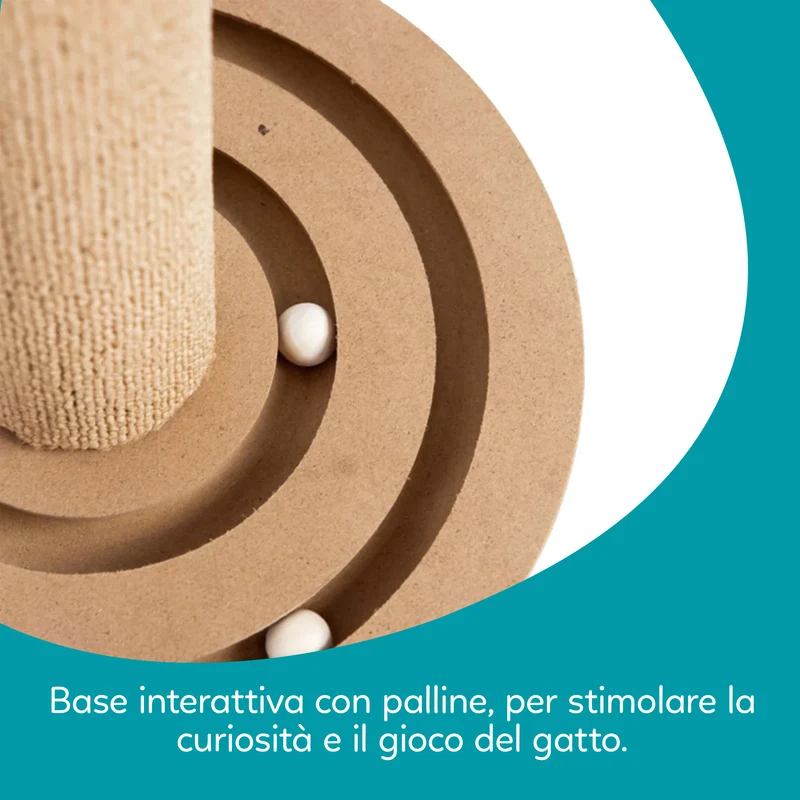 AqpetFriends Puzzle Tiragraffi a Colonna Interattivo 55 cm – Sisal con Percorso Palline e Gioco Sospeso