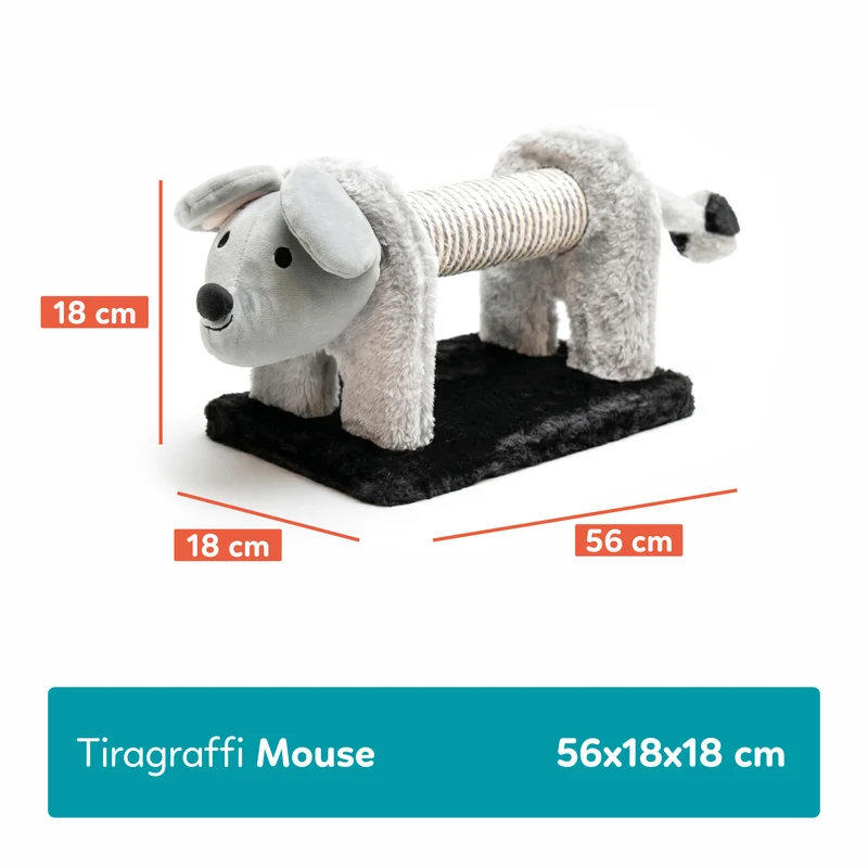 AqpetFriends Mouse Tiragraffi Mini a Forma di Topolino 56 cm – Graffiatoio per Gatti con Sisal e Gioco Integrato