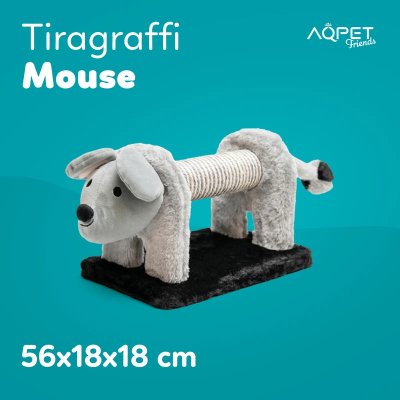 AqpetFriends Mouse Tiragraffi Mini a Forma di Topolino 56 cm – Graffiatoio per Gatti con Sisal e Gioco Integrato