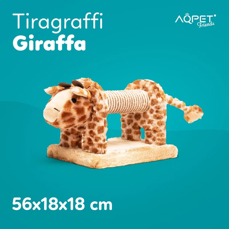 AqpetFriends Giraffa Tiragraffi Mini a Forma di Giraffa 56 cm – Gioco e Graffiatoio per Gatti con Sisal
