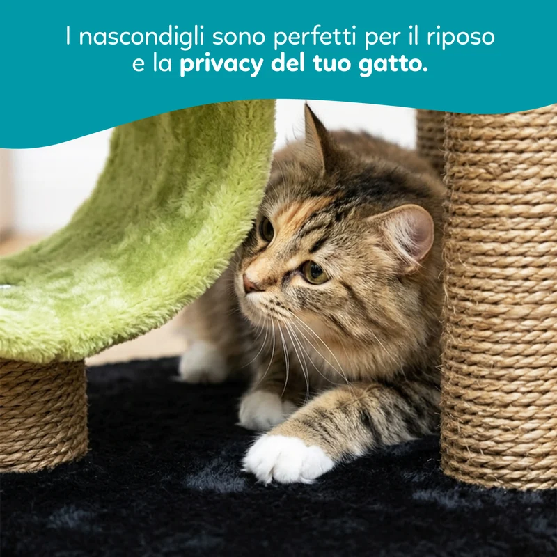 AqpetFriends Madrid Tiragraffi Alto per Gatti 86 cm – Colonna in Sisal con Piattaforme e Giochi