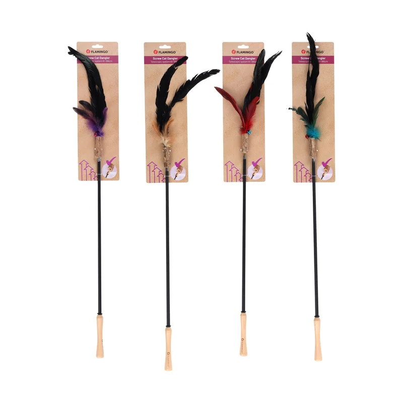 Flamingo Marit Canna Con Piume ed Effetto Sonoro Per Stimolare il Gioco dei Gatti 61-186 cm