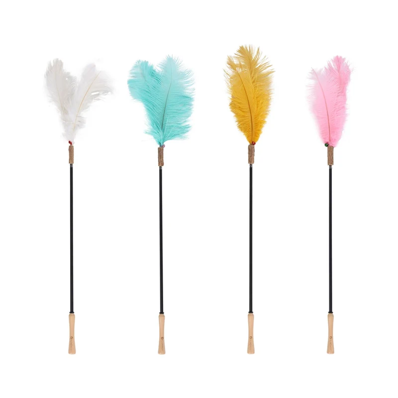 Flamingo Bliss Canna Con Piume Colorate ed Effetto Sonoro Per Stimolare il Gioco dei Gatti 61-186cm