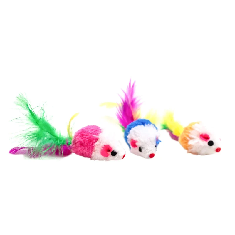 AqpetFriends Cat Toy Topolino Colorato Con Piume E Sonaglio
