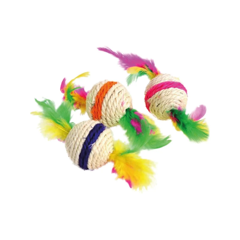 AqpetFriends Cat Toy Pallina In Sisal Con Piume E Sonaglio