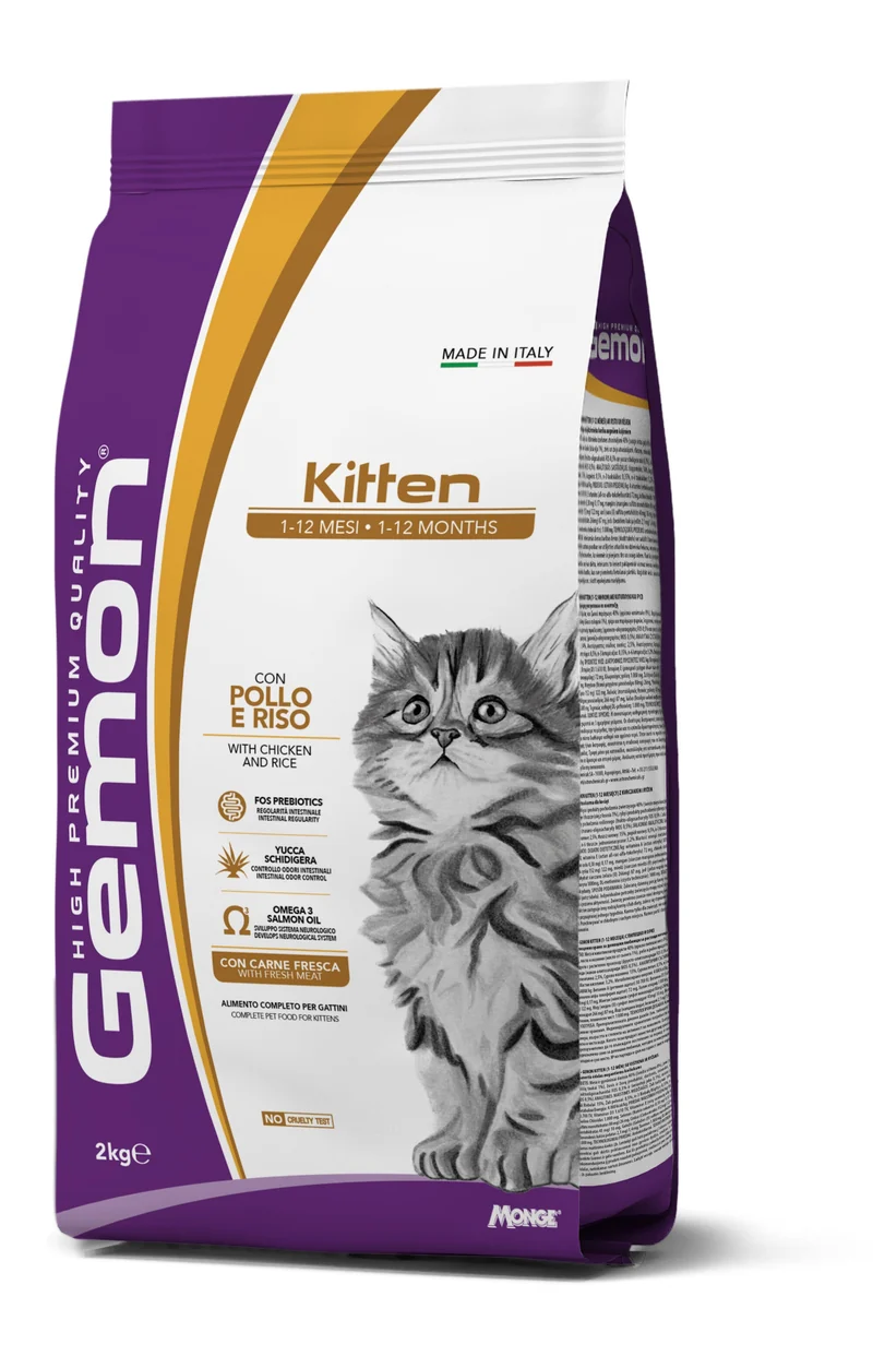 Gemon Cat Kitten Pollo e Riso Cibo Secco Per Gattini in Accrescimento Sacco 2Kg