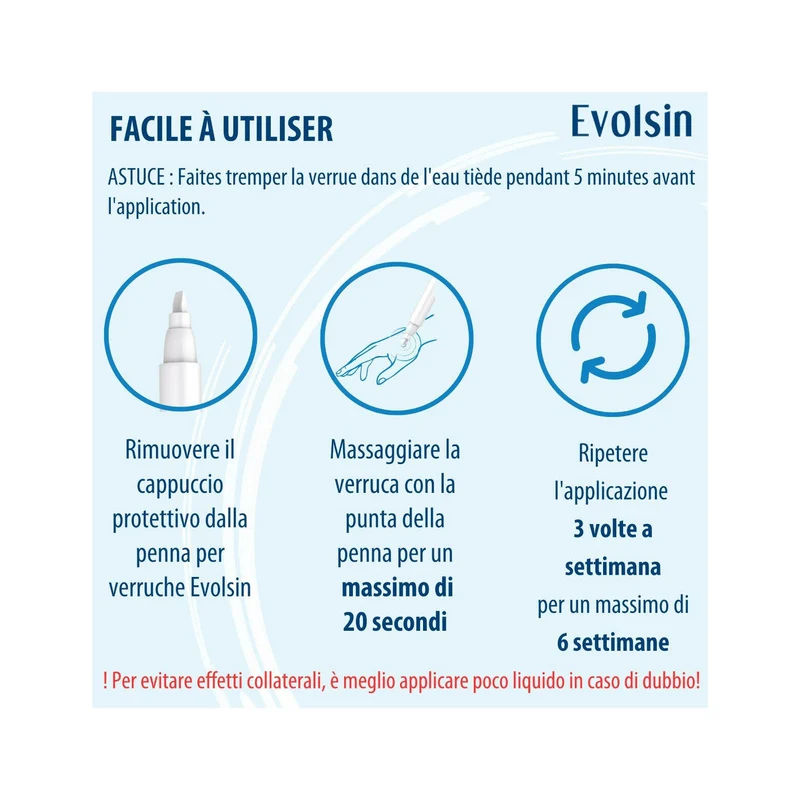 Evolsin Penna Antiverruca Contro Le Verruche Su Piedi, Mani, Corpo, Braccia & Gambe 3ml