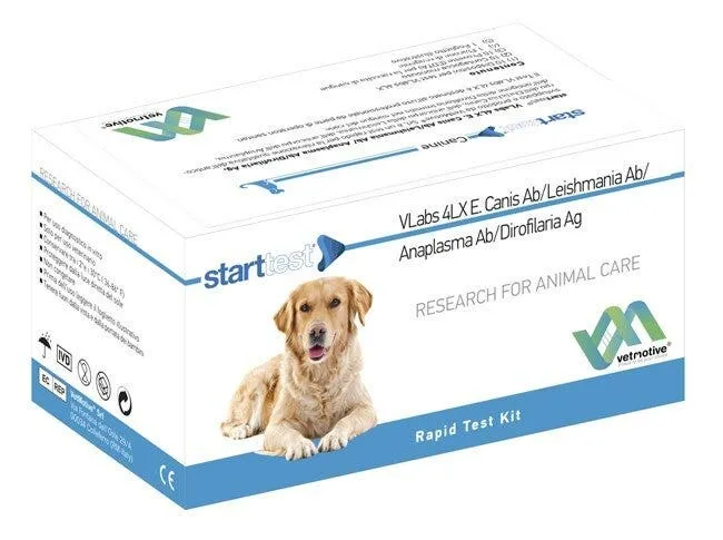 VetMotive Start Test VLabs 4LX E. Canis Ab/Leishmania Ab/Anaplasma Ab/Dirofilaria Ag 10 Kit