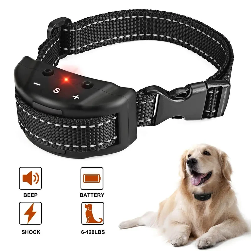 Electric Anti Bark Collar Small Pet Dog No Barking Tone Shock Training for Indoor Outdoor Little Dogs Teaching Tool PET853