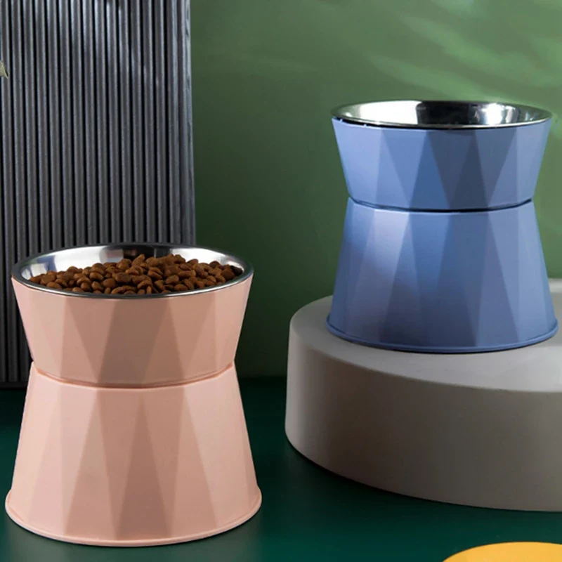 Pet Supplies Cat Food Bowl Raised Pet Puppy Feeder Drinking Bowl Stainless Steel Cat Water Feeding Dish Pet Eating Dishes