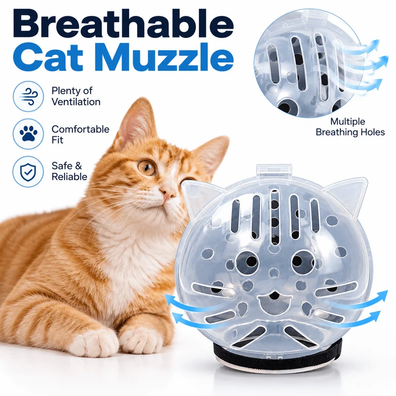 Clear Cat Grooming Muzzle – Breathable Protective Hood