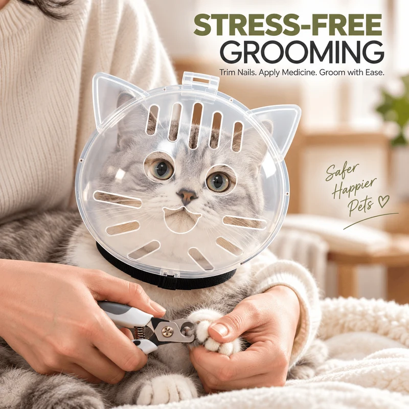 Clear Cat Grooming Muzzle – Breathable Protective Hood