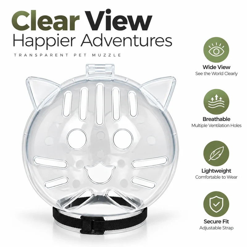 Clear Cat Grooming Muzzle – Breathable Protective Hood