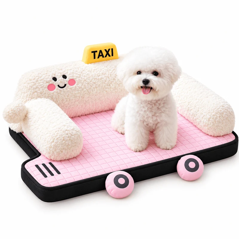Taxi-Shaped Pet Bed for Dogs & Cats