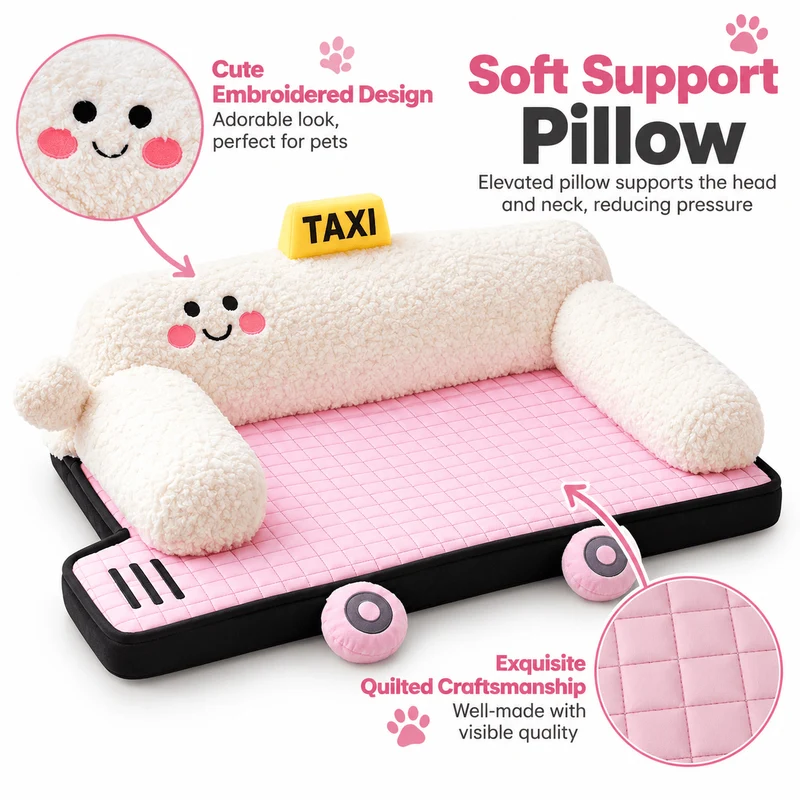 Taxi-Shaped Pet Bed for Dogs & Cats