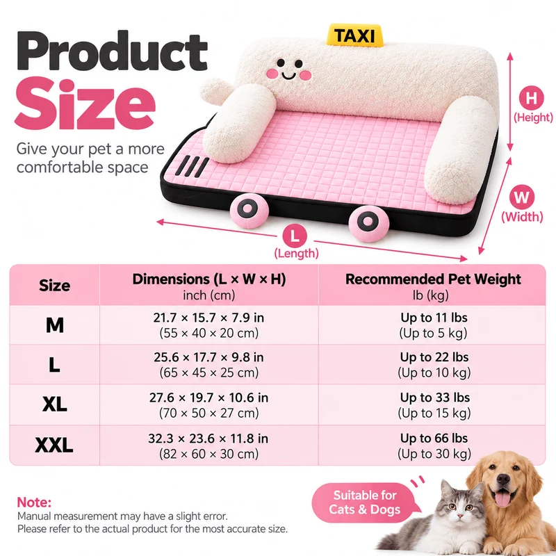 Taxi-Shaped Pet Bed for Dogs & Cats