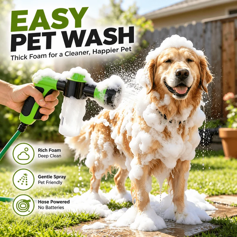 8-in-1 Dog Washing Hose Attachment with Soap Dispenser