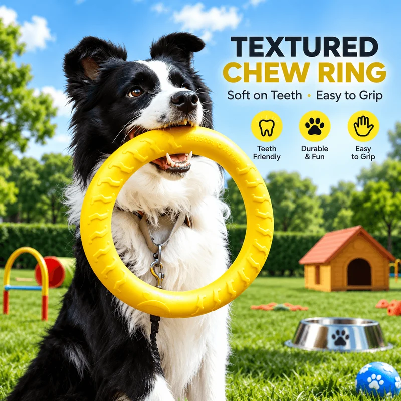 Dog Fetch & Tug Ring – Soft, Lightweight EVA Toy