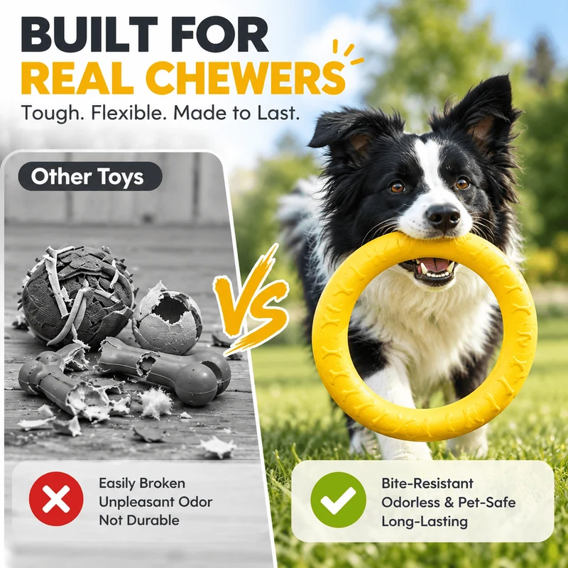 Dog Fetch & Tug Ring – Soft, Lightweight EVA Toy