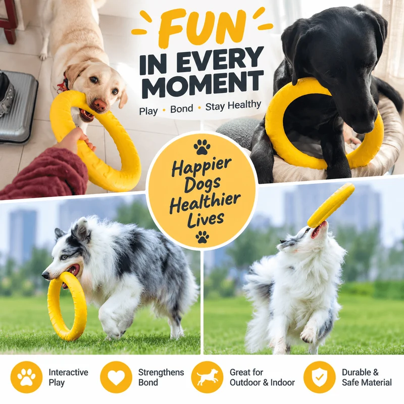 Dog Fetch & Tug Ring – Soft, Lightweight EVA Toy