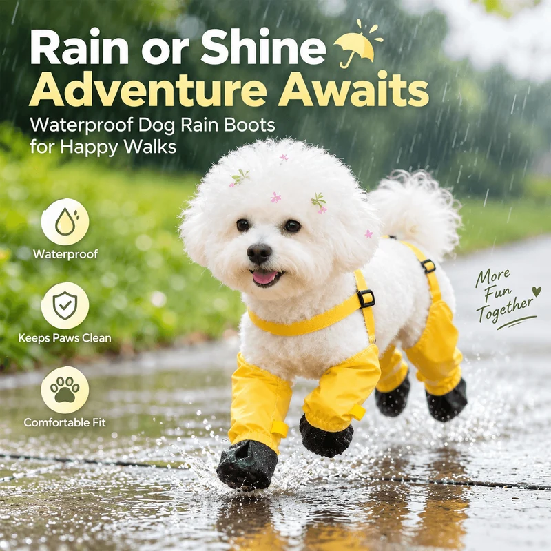 Waterproof Dog Boots with Adjustable Suspenders