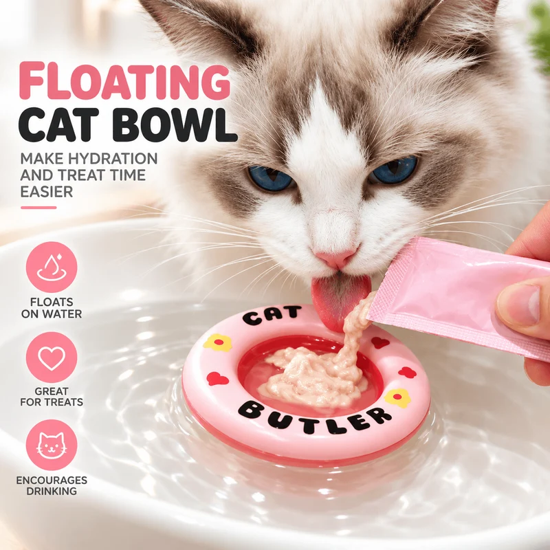 Floating Cat Water Dishes (2-Pack) – Treat-Friendly Drinking Bowl Inserts