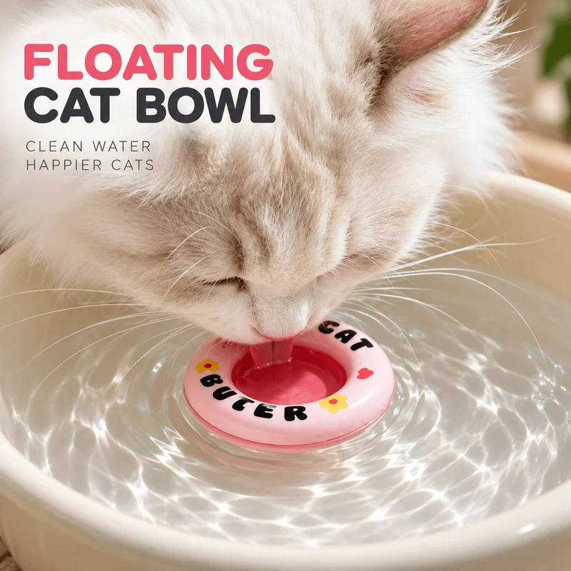 Floating Cat Water Dishes (2-Pack) – Treat-Friendly Drinking Bowl Inserts