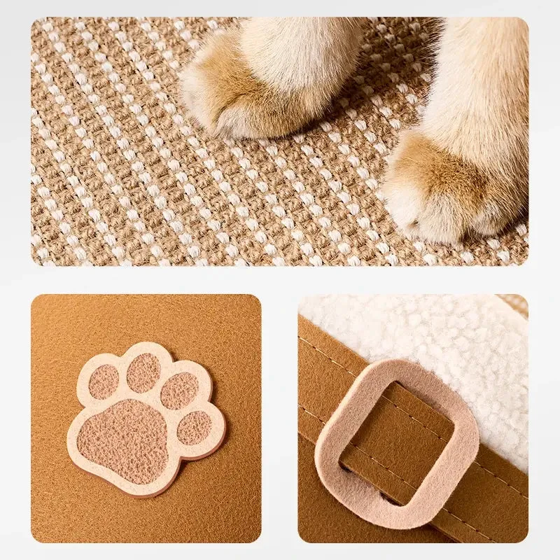 Clog-Shaped Cat Bed – Felt Cat Cave with Jute Scratching Mat