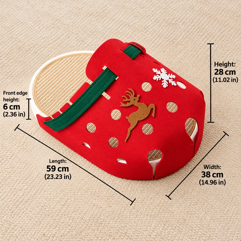 Clog-Shaped Cat Bed – Felt Cat Cave with Jute Scratching Mat