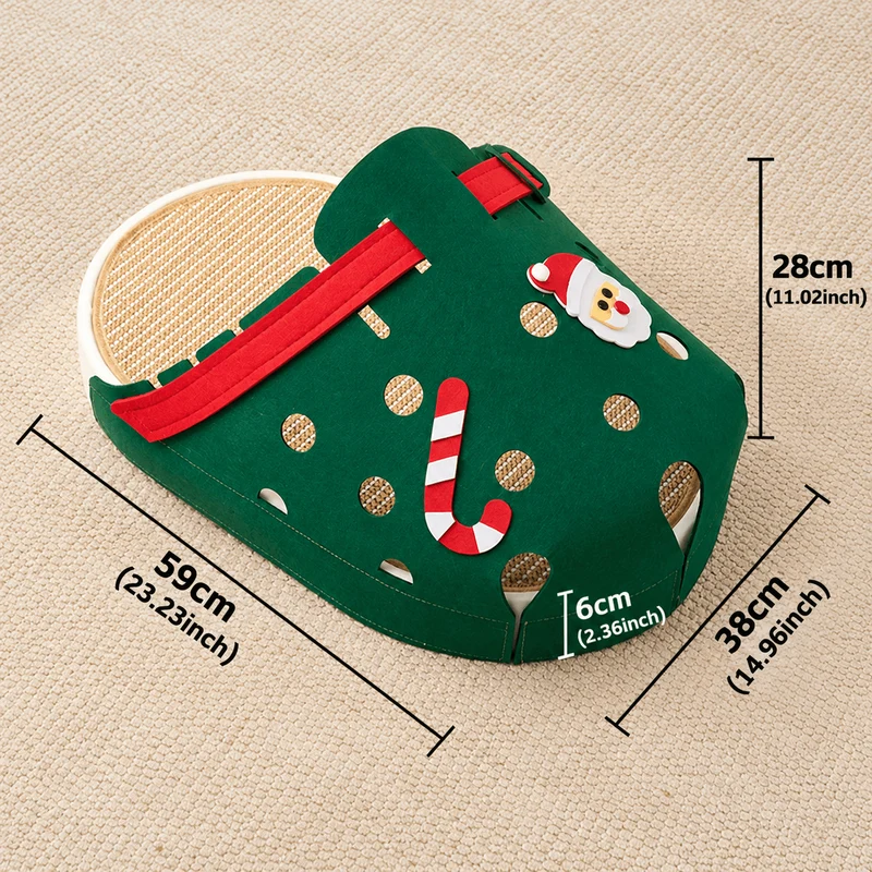 Clog-Shaped Cat Bed – Felt Cat Cave with Jute Scratching Mat