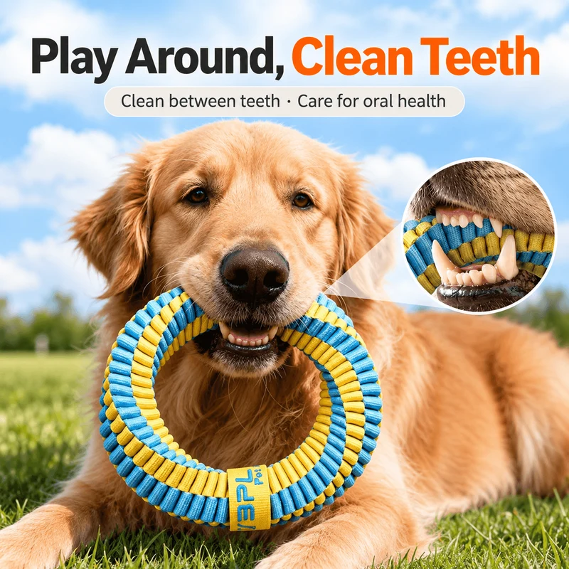 Antibacterial Braided Dog Ring Toy – Durable Chew & Tug Toy