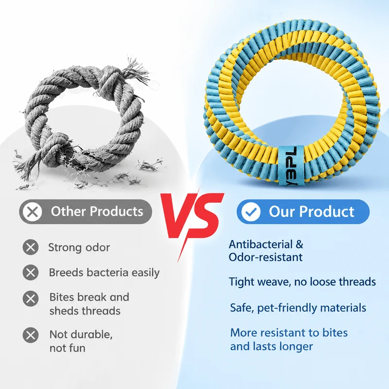 Antibacterial Braided Dog Ring Toy – Durable Chew & Tug Toy