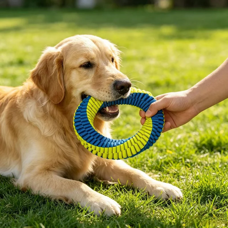 Antibacterial Braided Dog Ring Toy – Durable Chew & Tug Toy