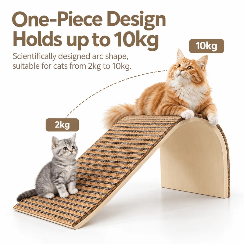 Natural Cork Cat Scratcher Ramp – Replaceable Pad with Catnip
