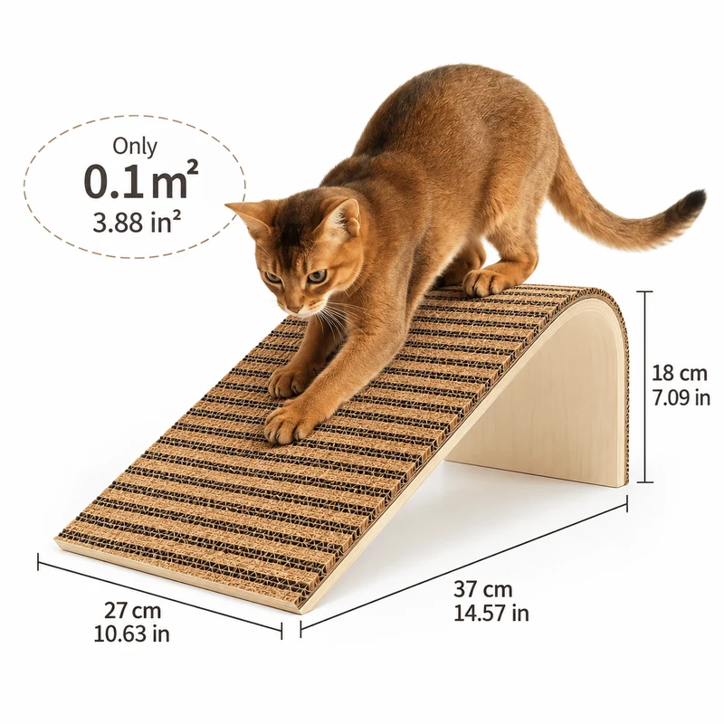 Natural Cork Cat Scratcher Ramp – Replaceable Pad with Catnip