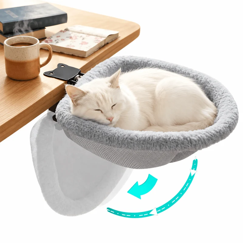 Foldable Desk Cat Bed – Clamp-On Cat Hammock