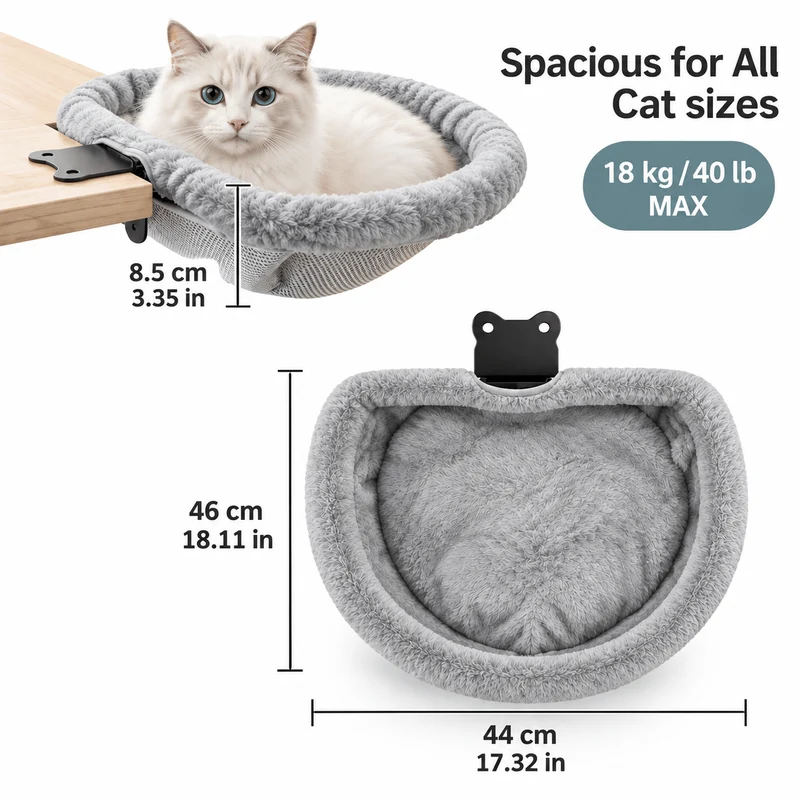 Foldable Desk Cat Bed – Clamp-On Cat Hammock