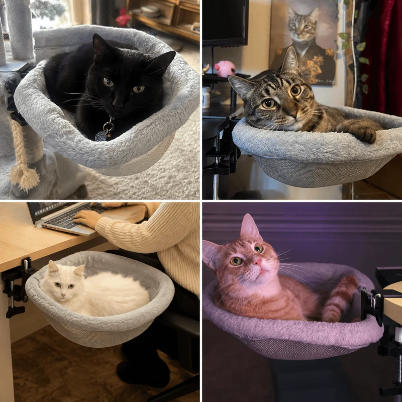 Foldable Desk Cat Bed – Clamp-On Cat Hammock