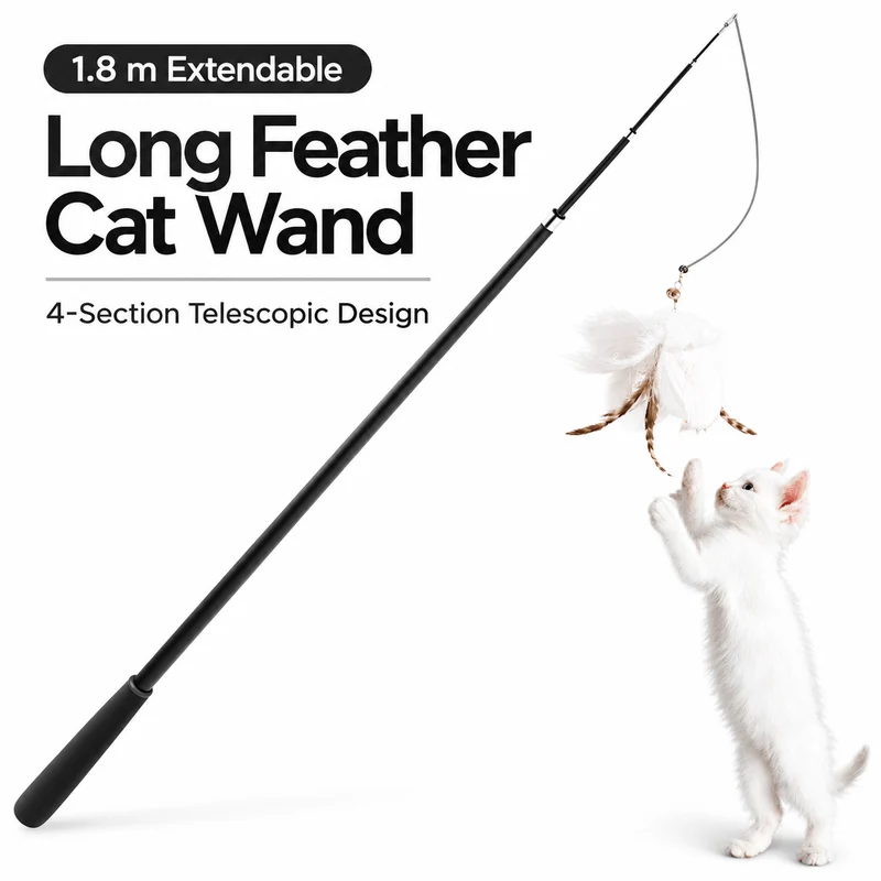 Extra-Long Telescopic Feather Cat Wand