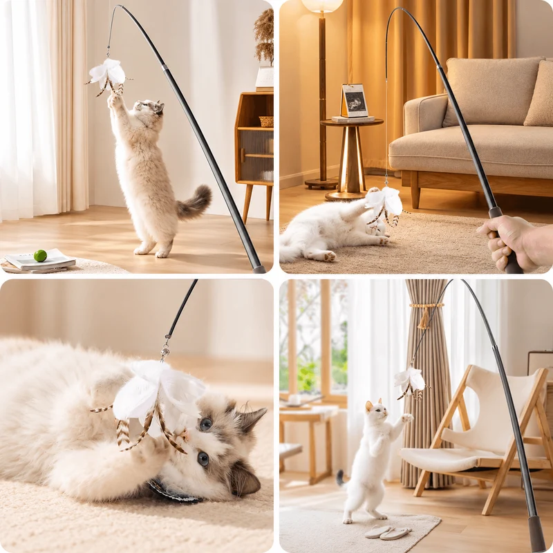 Extra-Long Telescopic Feather Cat Wand