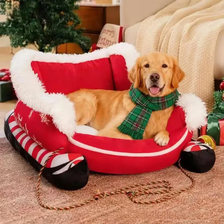 Christmas Sleigh Pet Bed for Dogs & Cats