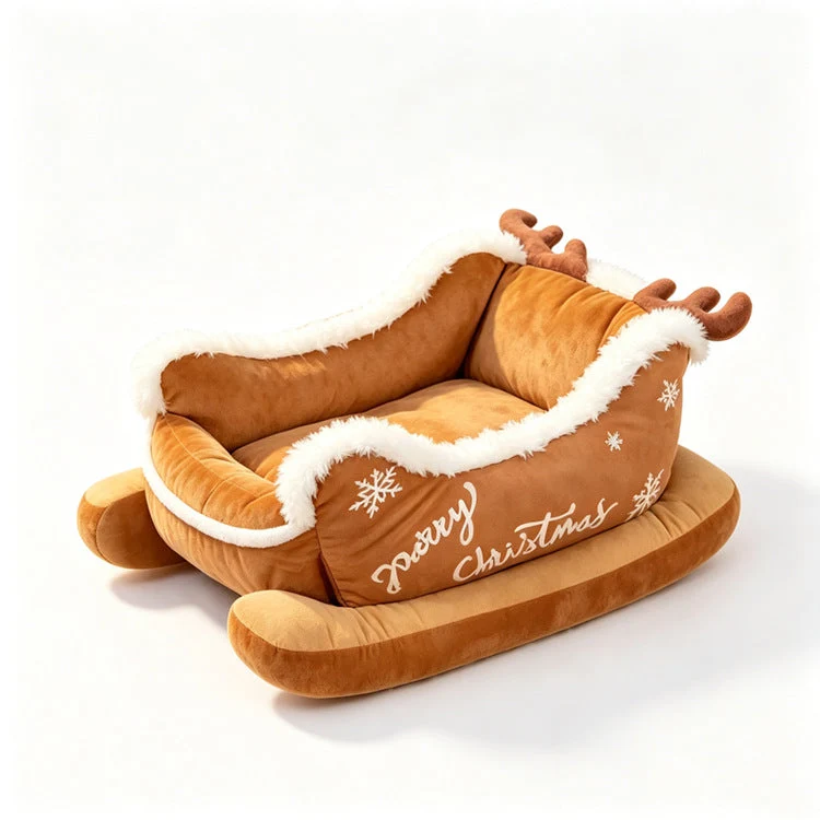 Christmas Sleigh Pet Bed for Dogs & Cats