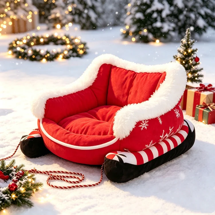 Christmas Sleigh Pet Bed for Dogs & Cats