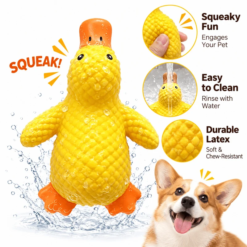 Squeaky Latex Duck Dog Toy