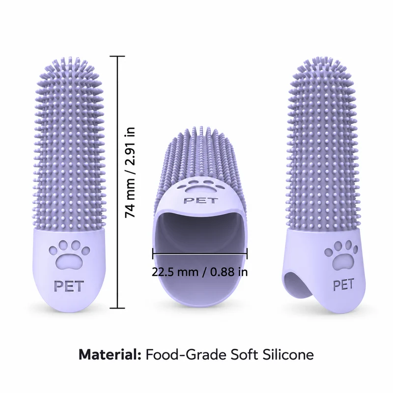 4-Pack 360° Silicone Pet Finger Toothbrush for Dogs & Cats